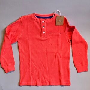 Mini Boden Waffle Button Up Long Sleeve